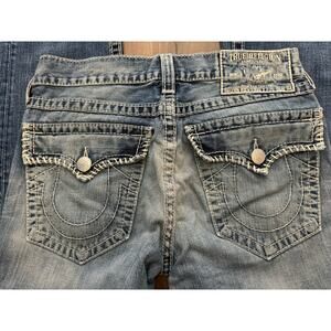 True Religion Ricky Big T Relaxed Straight Leg Denim Jeans 33X34 Men's Blue Flap
